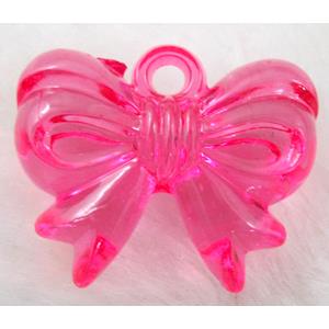 Bowknot Acrylic pendant, transparent, hot pink