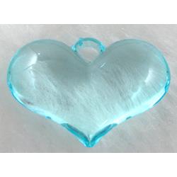 Acrylic pendant, heart, aqua