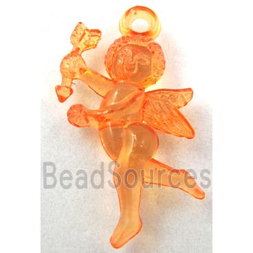 Acrylic pendant, angel, transparent, orange