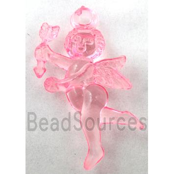 Acrylic pendant, angel, transparent, pink