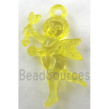 Acrylic pendant, angel, transparent, yellow