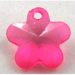 Acrylic pendant, flower, transparent, hotpink