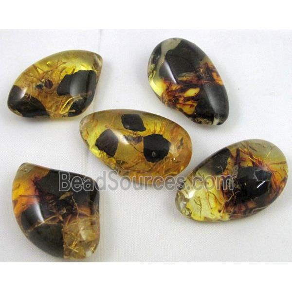 amber pendant, mixed shape, yellow