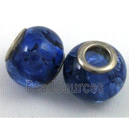 Amber Beads, NR, rondelle, blue