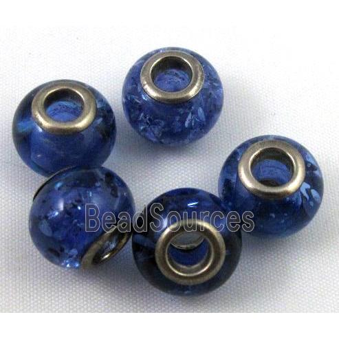 Amber Beads, NR, rondelle, blue