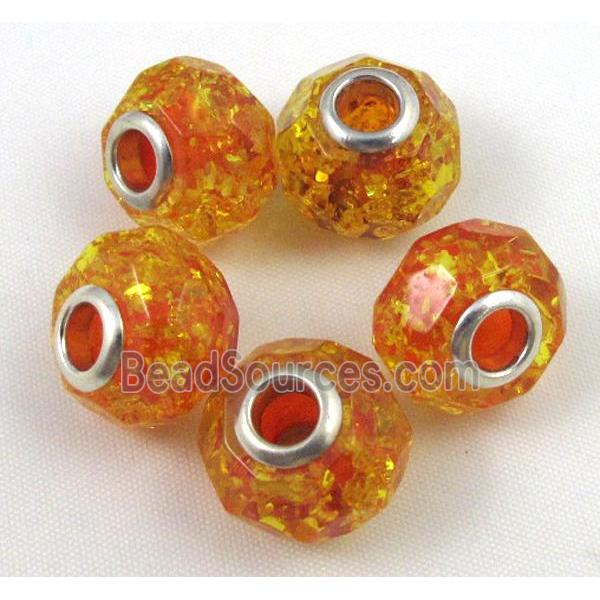 Amber Beads, NR, faceted rondelle, yellow