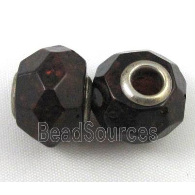 Amber Beads, NR, faceted rondelle, black