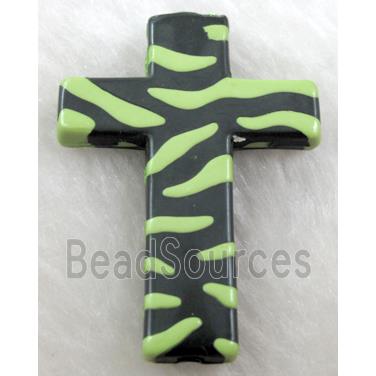 Zebra Resin Cross Beads Olive