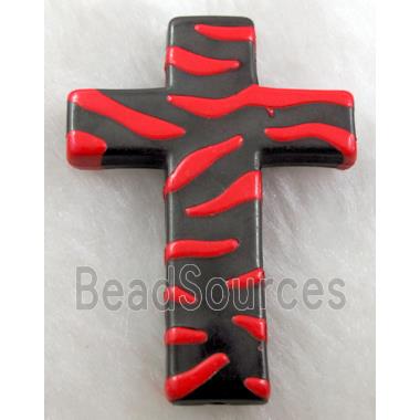 Zebra Resin Cross Beads Red