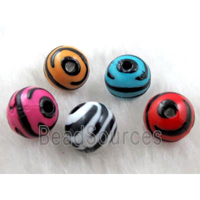 Round Resin Beads Zebra Mixed Color