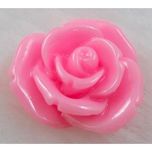 Resin Cabochon, rose-flower, pink, flat-back