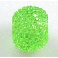 resin rhinestone bead, rondelle, green