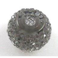 resin rhinestone bead, rondelle, grey