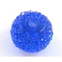 resin rhinestone bead, rondelle, blue