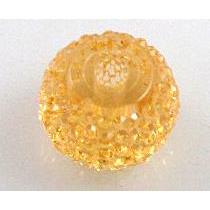 resin Rhinestone bead, flat round, gold