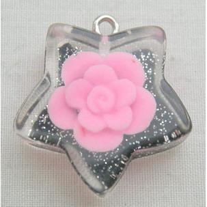 Plastic Pendant Beads, star, flower