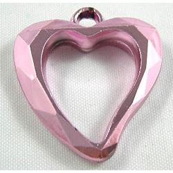 Heart Pendant, Mix Color Faceted Plastic Beads