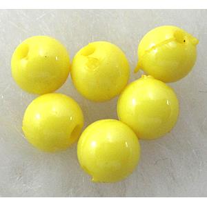 Plastic round Beads, Yellow