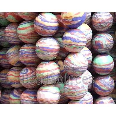 resin & stone bead, faceted round, colorful, stripe