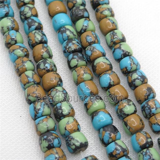 Assembled Turquoise barrel beads, multicolor