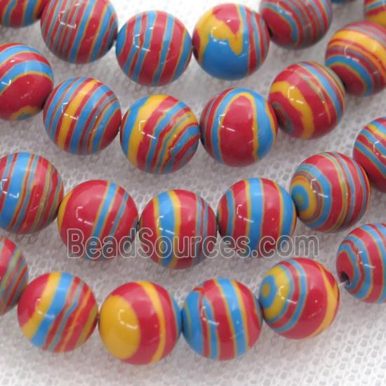 Synthetic Malachite beads, round, multicolor