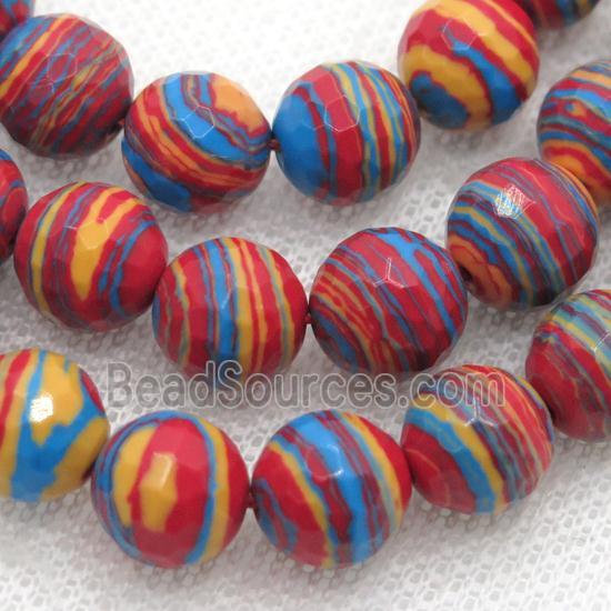 Synthetic Malachite beads, faceted round, multicolor