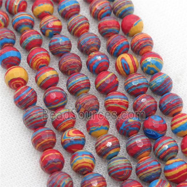 Synthetic Malachite beads, faceted round, multicolor