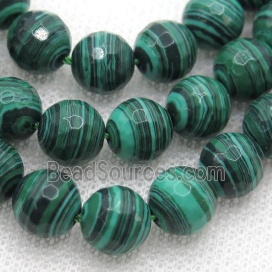 Synthetic Malachite beads, faceted round, green