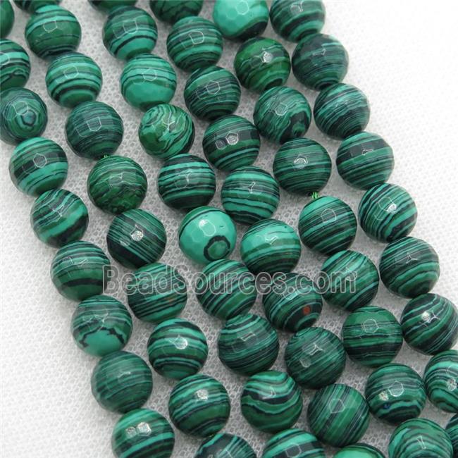 Synthetic Malachite beads, faceted round, green