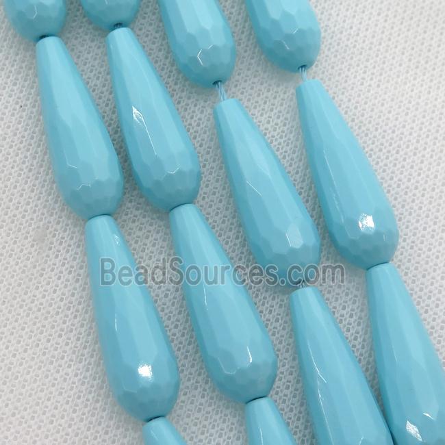 blue Synthetic Turquoiuse beads, faceted teardrop