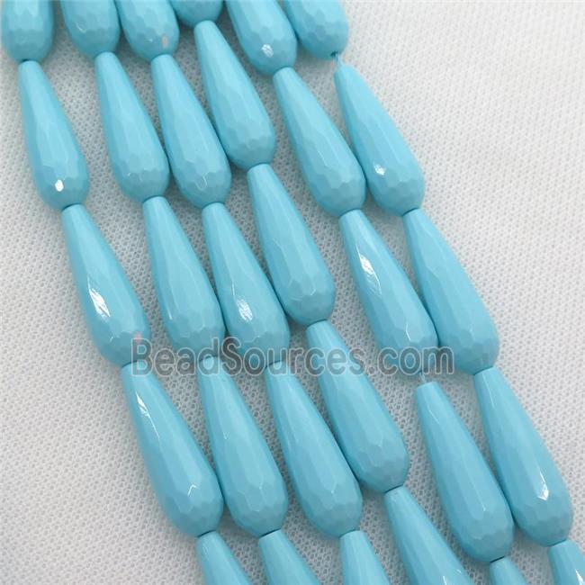 blue Synthetic Turquoiuse beads, faceted teardrop