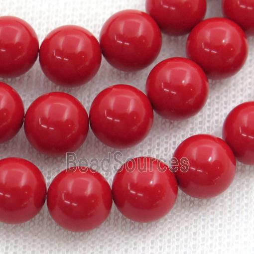 Synthetic Coral Beads, red, round