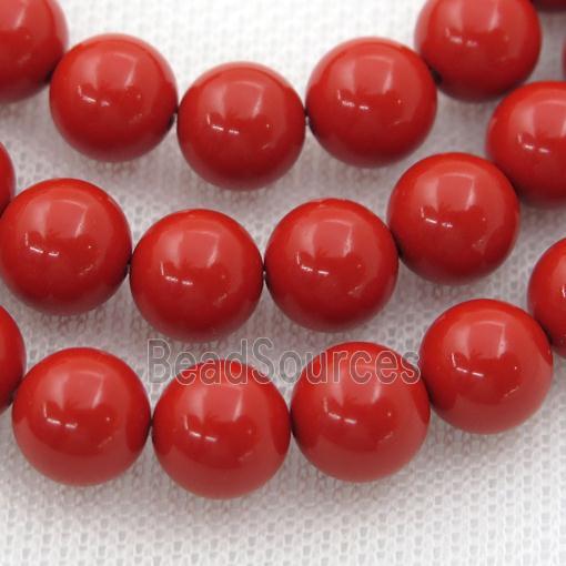 Synthetic red Coral Beads, round