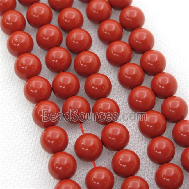 Synthetic red Coral Beads, round