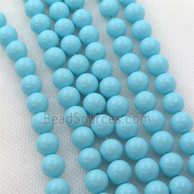 Synthetic Turquoise Beads, blue, round