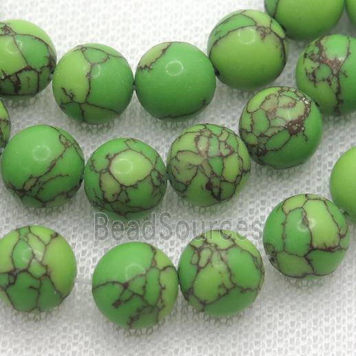 green Assembled Turquoise beads, matte, round