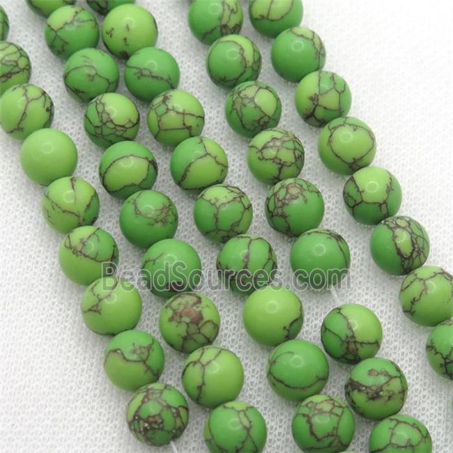 green Assembled Turquoise beads, matte, round