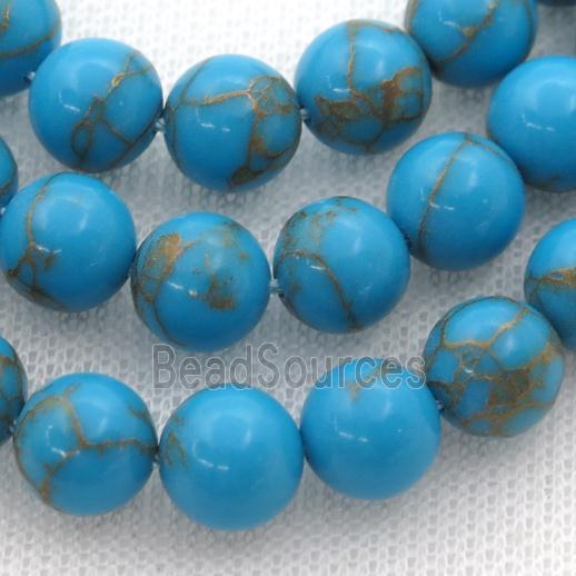 blue Assembled Turquoise beads, round