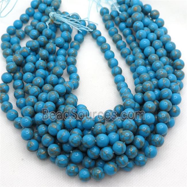 blue Assembled Turquoise beads, round