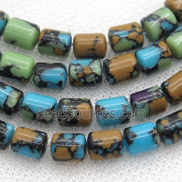 Assembled Turquoise tube beads, multicolor