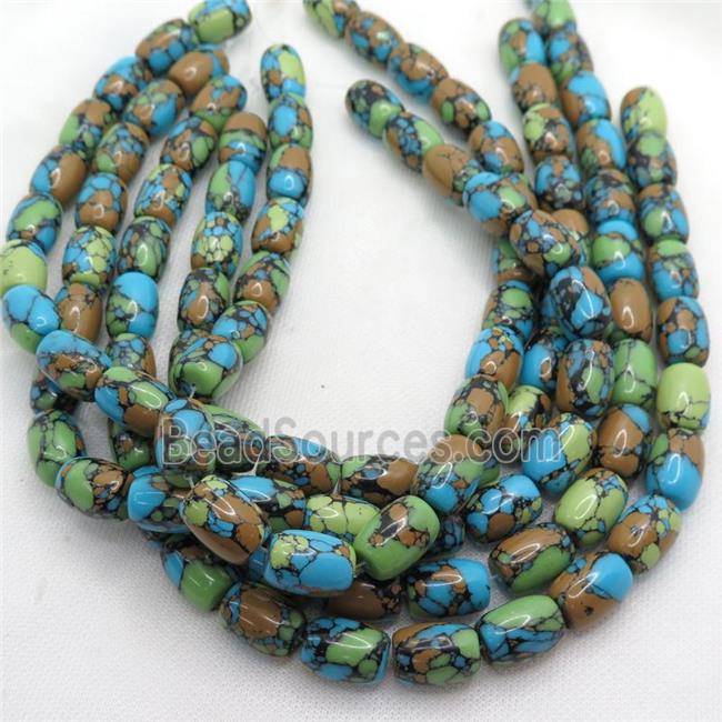 Assembled Turquoise barrel beads, multicolor