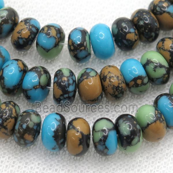 Assembled Turquoise rondelle beads, multicolor