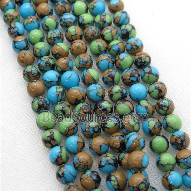 Assembled Turquoise round beads, multicolor