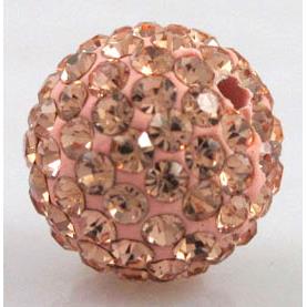 round Fimo Beads pave rhinestone, gold champagne