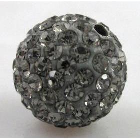 round Fimo Beads pave rhinestone, grey