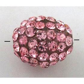 Resin bead pave rhinestone, oval, pink