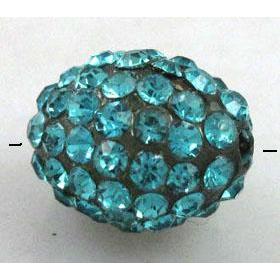 Resin bead pave rhinestone, oval, aqua