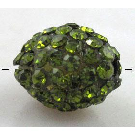 Resin bead pave rhinestone, oval, olive