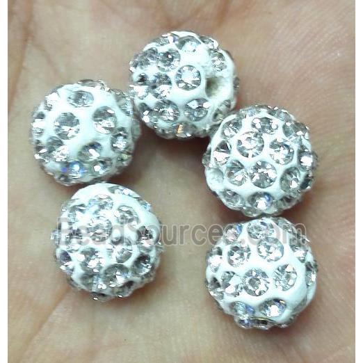 Fimo bead with rhinestone, clear