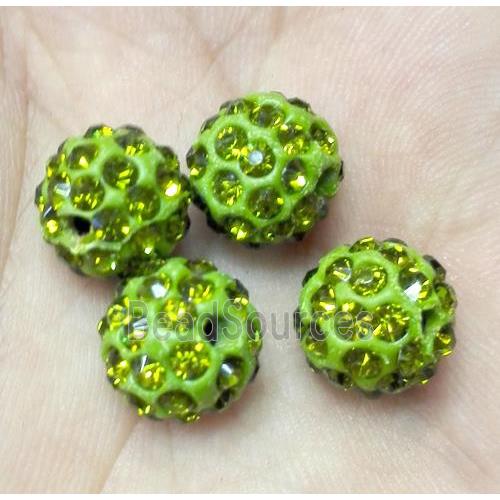 Fimo bead with rhinestone, olive